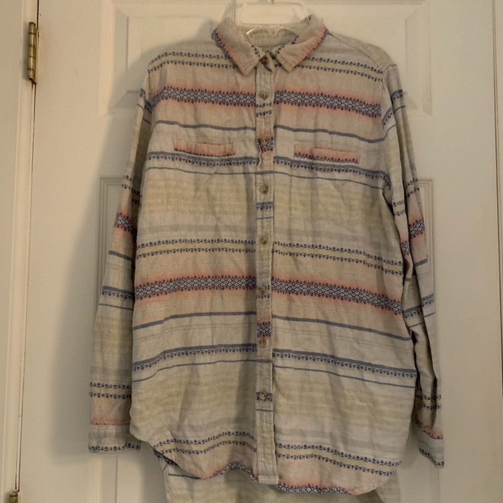 Patterned Button Down Long Sleeve Shirt - Picture 2 of 3